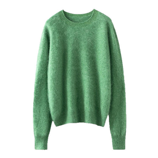 丁摩 山羊绒衫女拉绒圆领毛衣无缝慵懒风拉绒纯色羊毛针织N3330 商品图4