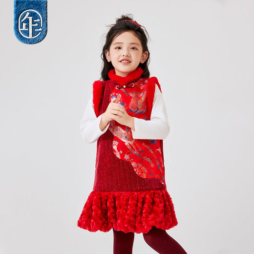 年衣童装儿童连衣裙冬季新款背心裙中式公主加绒天马行空连衣裙 商品图2