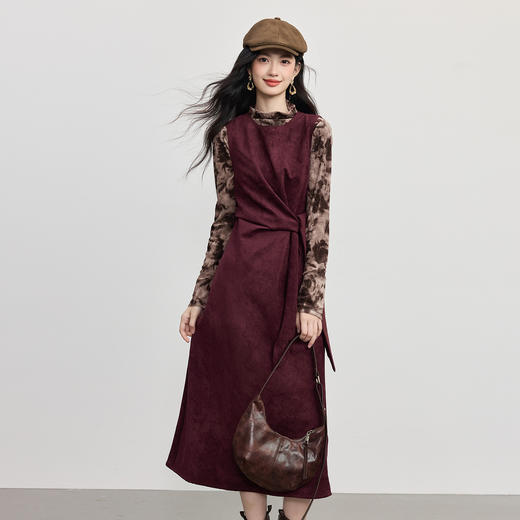 【10/29新品】熙世界轻熟风晕染打底衫无袖背心连衣裙套装女2025秋天一整套穿搭 商品图4