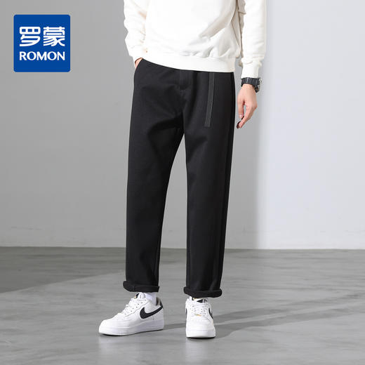 罗蒙秋冬休闲裤男士麦登尔毛呢小锥裤微工装设计可调节卡扣式腰带时尚长裤子 商品图0