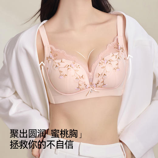 【商场同款】熳洁儿 小胸强聚拢调整型高级刺绣蕾丝格桑花系列24201301 商品图3