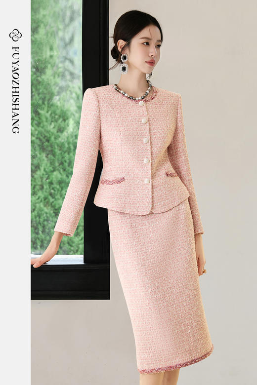 【雾粉凝光】小香风套装女2025秋冬粗花呢西装外套富家千金风穿搭 商品图5