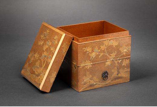 独角鹿西洋古董 19世纪日本明治时期出品浓秋金柿主题金漆莳绘重箱 商品图2