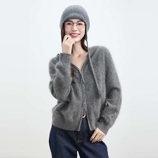 VogoPetite	长绒双开拉链连帽开衫100%山羊绒	BP141F1603 商品图1