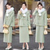 HR ZMFS25918国风时尚套装裙气质立领盘扣半身裙两件套配毛领 商品缩略图0