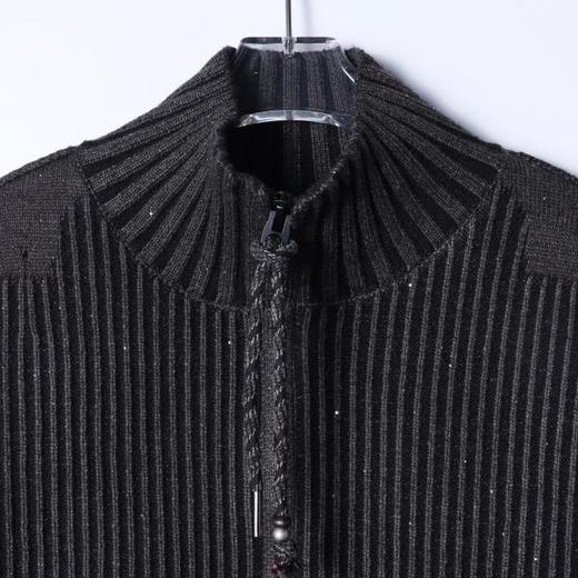 8806SDSA秋冬新款痞帅男装韩版拼接竖纹洒金立领毛衣百搭开衫针织衫 商品图2