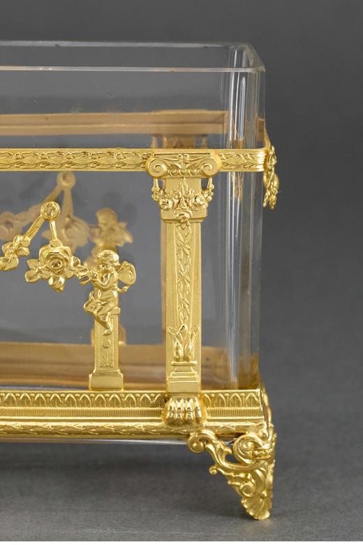 独角鹿西洋古董 路易十六风格天使奏乐主题铜鎏金精雕装饰水晶信架 商品图4