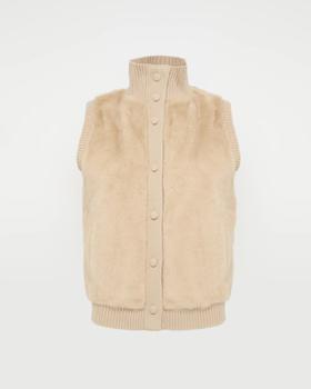 Yves Salomon - VEST MERINOS KNITWEAR/MINK - FICELLE - 女装 - 背心 - 淡灰褐色