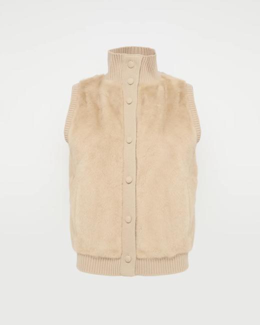 Yves Salomon - VEST MERINOS KNITWEAR/MINK - FICELLE - 女装 - 背心 - 淡灰褐色 商品图0