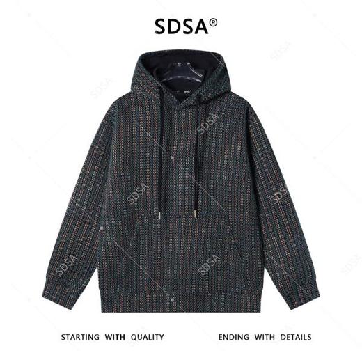 WY1196SDSA男士秋冬新款痞帅男装潮牌彩色竖纹连帽卫衣高街绒毛百搭上衣 商品图1