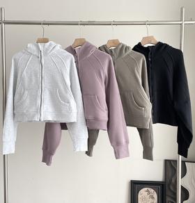 点此购买 lulu露露Scuba秋冬女士全拉链加绒连帽卫衣 bk 333767