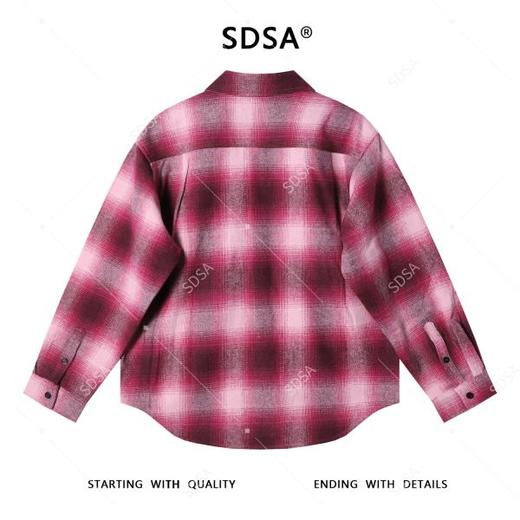 3079SDSA男士秋冬新款痞帅男装美式渐变格纹纽扣翻领长袖衬衫简约百搭 商品图5