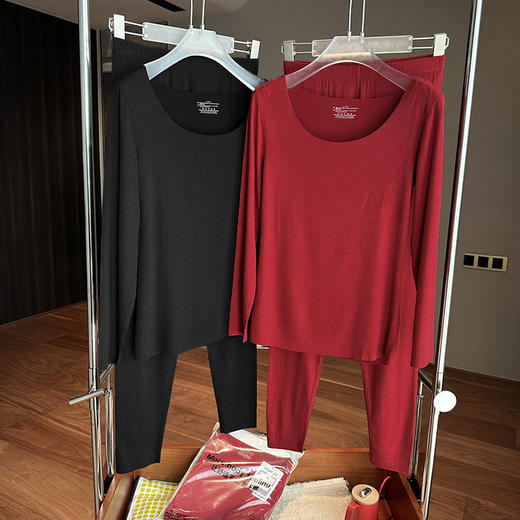 官网1228！爱家桑蚕丝莫代尔秋冬圆领女士秋衣秋裤高弹无痕桑蚕丝薄款保暖打底内衣套装 商品图8