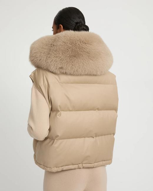 Yves Salomon - VEST MADE WITH LORO PIANA FLANNEL FABRIC/FOX - MACADAMIA - 女装 - 背心 - 夏威夷果棕 商品图5