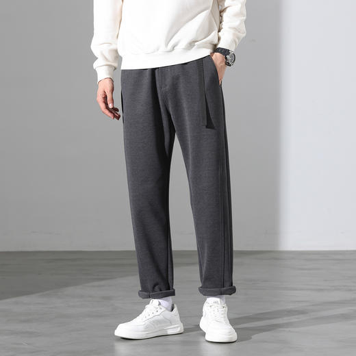 罗蒙秋冬休闲裤男士麦登尔毛呢小锥裤微工装设计可调节卡扣式腰带时尚长裤子 商品图1