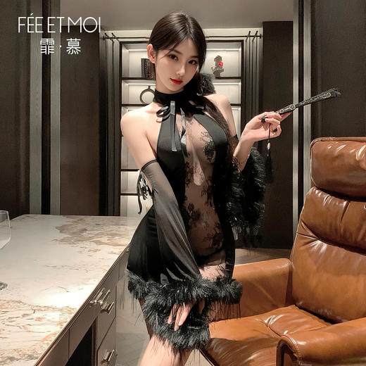 【情趣内衣】霏慕 酥骨缠绵挂脖毛边连衣裙ZY96 商品图8