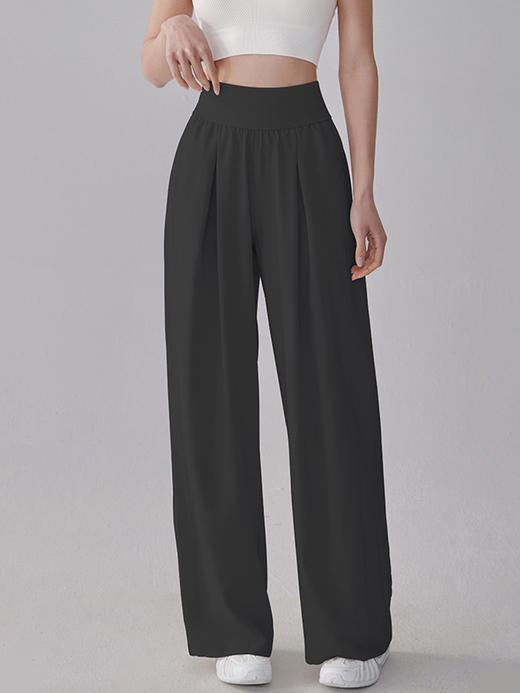 新款高腰宽松阔腿裤女透气百搭侧袋轻盈高弹瑜伽长裤MXCK998 商品图3