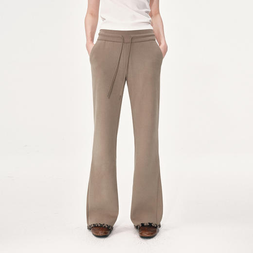 NUTH棕色摇粒绒弹力修身加绒微喇卫裤女（发货时间同步天猫） 商品图3