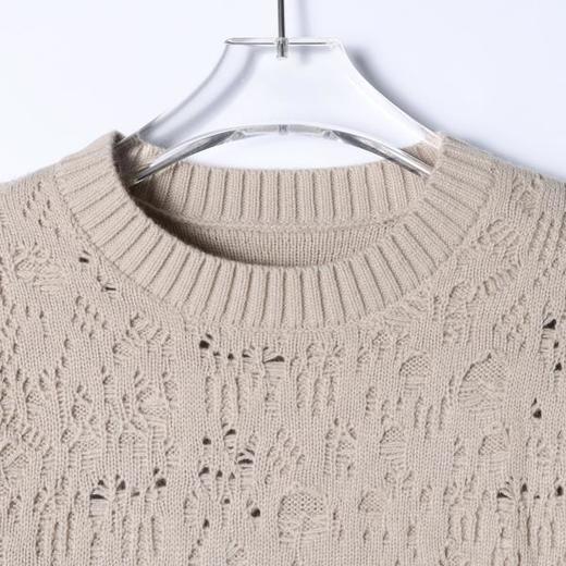 24309SDSA男士秋冬新款痞帅男装潮牌简约纯色勾破圆领毛衣慵懒风针织衫 商品图1