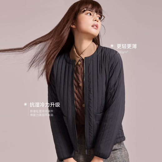 女士竖条纹圆领羊毛外套女装内搭夹层【YM7387】 商品图0