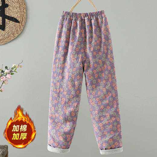 GYH 3810复古印花棉裤拼接加厚休闲宽松直筒裤 商品图1