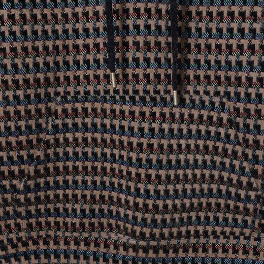 WY1198SDSA男士秋冬新款痞帅男装潮牌绒面撞色格子抽绳连帽卫衣百搭时尚 商品图3