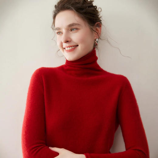 「高货rg」全新升级【铂金会员441/天猫599/差价158】(12436)洛诗琳新款一线成衣高领毛衣2025秋冬季纯色堆堆领羊绒衫 商品图0