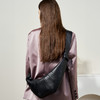 法国小众头层小羊皮可颂包斜跨，慵懒感牛角包真皮单肩斜跨饺子包QSL-2701 商品缩略图0