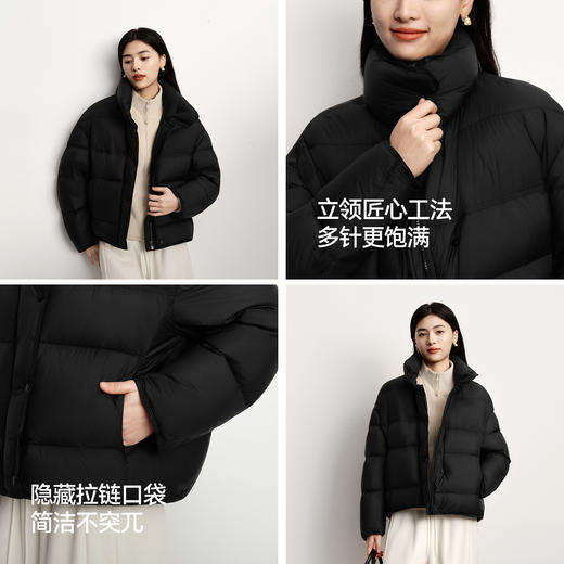 森马羽绒服女鹅绒三防oversize冬季2025新款立领龟背面包服小个子 商品图3
