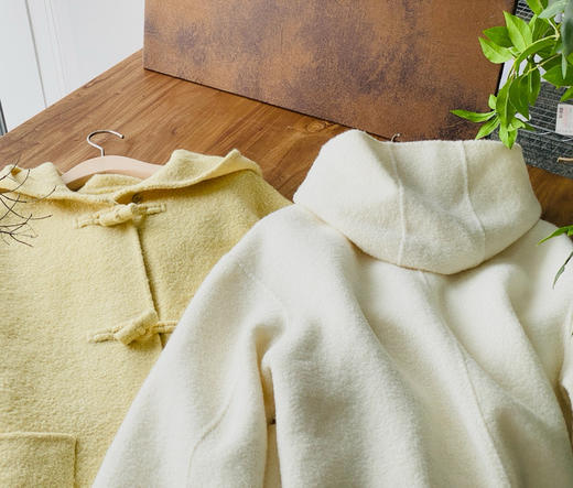 【日光蜜糖】连帽盘扣毛呢大衣|两色可选，现货 商品图7