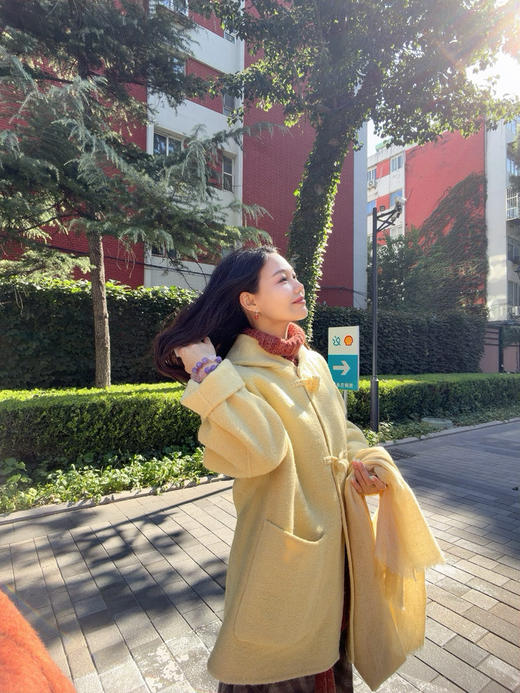 【日光蜜糖】连帽盘扣毛呢大衣|两色可选，现货 商品图4