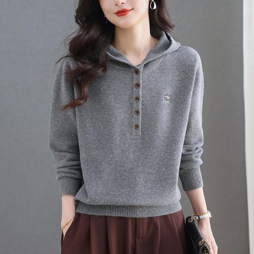 连帽毛衣宽松休闲小狗，刺绣针织 百搭短款打底卫衣CC-5-6609 商品图2