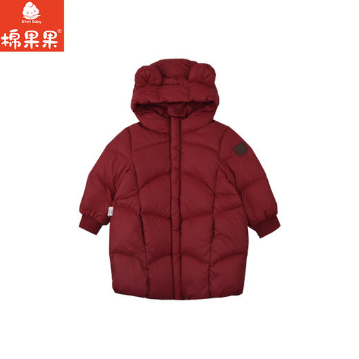棉果果冬季新品男童女童红色涤丝纺羽绒保暖加厚长款羽绒服M502102925609 商品图1