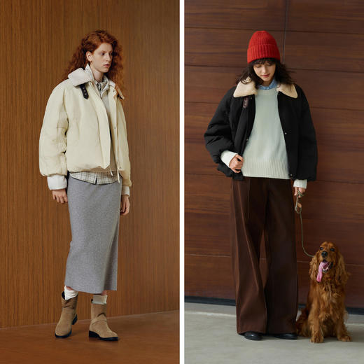 森马羽绒服女插肩袖可脱卸毛领2025新款冬季oversize花苞外套复古 商品图2