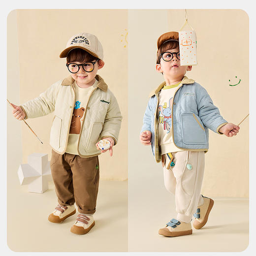 [魔法棉]迷你巴拉男童宝宝棉服双面穿保暖翻领外套2025秋新款 商品图2