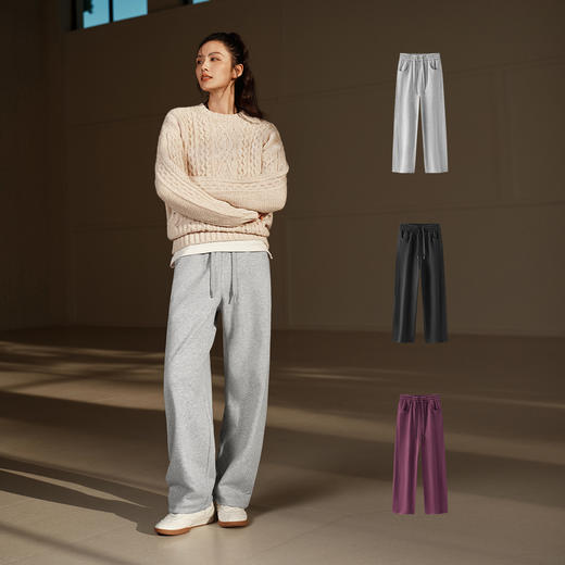 森马休闲裤女冬季发热抑菌抓绒宽松弯刀裤2025新款潮酷简约香蕉裤 商品图4