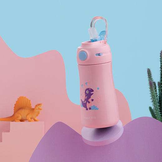 【茶花】童趣按键式吸管保温杯370ML 商品图5