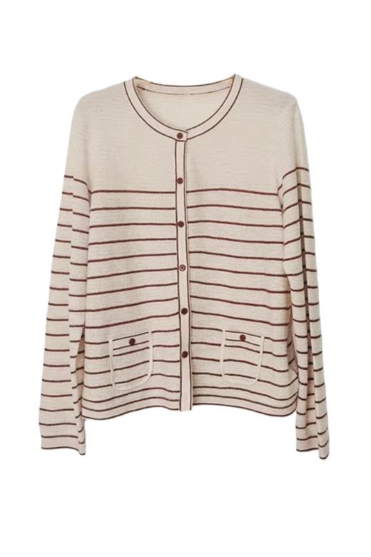 VIVIAN LIU薇薇安刘C2546307秋季女装新款条纹撞色毛织开衫 商品图5