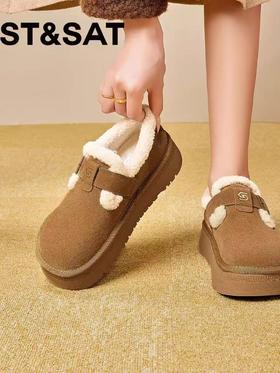 官网售299元！！牛剖层皮！！量少！【自营直发】St&Sat/星期六时尚休闲鞋2025新款勃肯鞋女-喜出