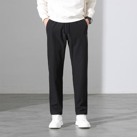 罗蒙秋冬男士休闲裤弹力双层纱复合梭织松紧裤显瘦通勤百搭日常长裤子 商品图2