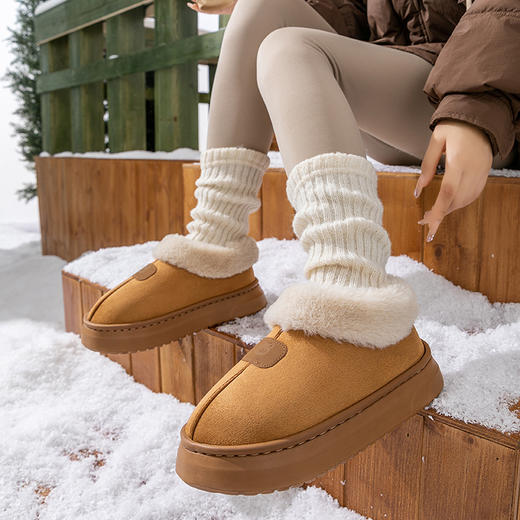 厚底包跟棉拖鞋女秋冬季居家用毛毛绒棉鞋拖鞋男士情侣棉鞋出门外穿情侣保暖雪地靴 商品图5