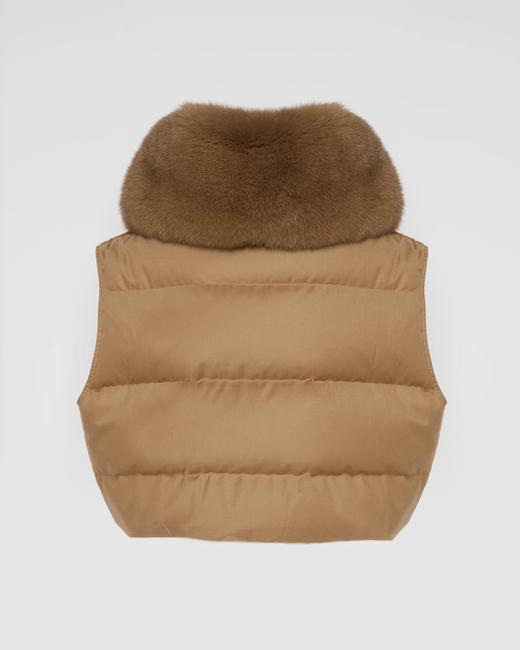 Yves Salomon - VEST MADE WITH LORO PIANA FLANNEL FABRIC/FOX - MACADAMIA - 女装 - 背心 - 夏威夷果棕 商品图1