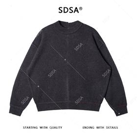 8825SDSA男士秋冬新款痞帅男装韩版撞色缝线圆领毛衣休闲慵懒风针织衫