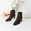 经典鲨2025冬季专柜新款羊皮革时尚小方头高粗跟短靴瘦瘦靴女KW333-558111 商品缩略图2