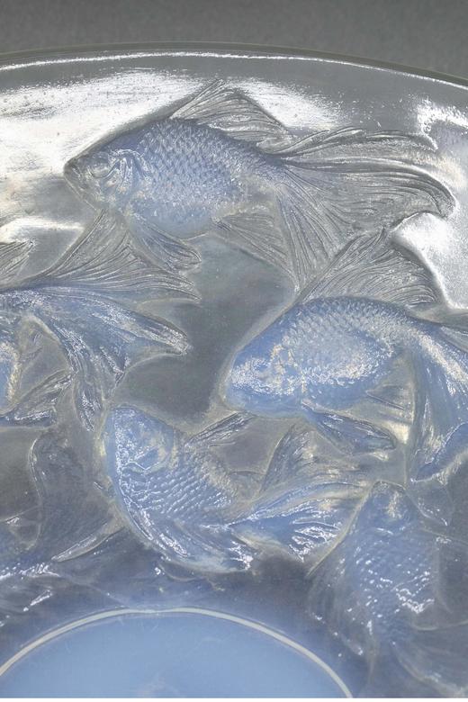 独角鹿西洋古董 1921年法国水晶工坊莱俪LALIQUE设计出品「Cyprins 锦鲤」主题欧泊水晶碗 商品图4
