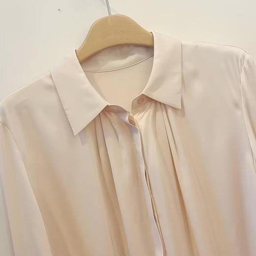 VIVIAN LIU TD2453003秋女装新款桑蚕丝小翻领领口捏褶底摆衬衫 商品图2