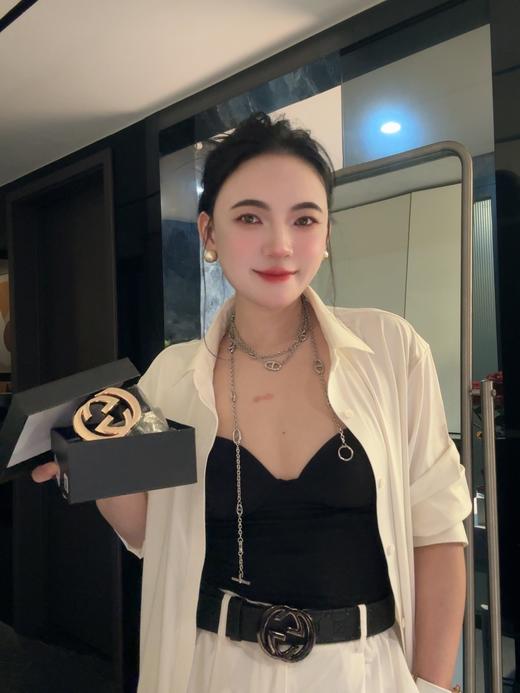 古家双G 平滑扣皮革皮带男女同款 商品图6