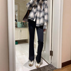 神裤！一秒挺括！2025显瘦高腰羽绒纱黑色喇叭裤加绒小黑裤女冬新款！