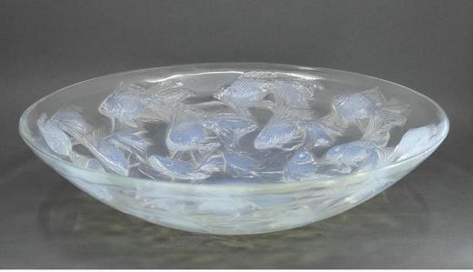 独角鹿西洋古董 1921年法国水晶工坊莱俪LALIQUE设计出品「Cyprins 锦鲤」主题欧泊水晶碗 商品图1