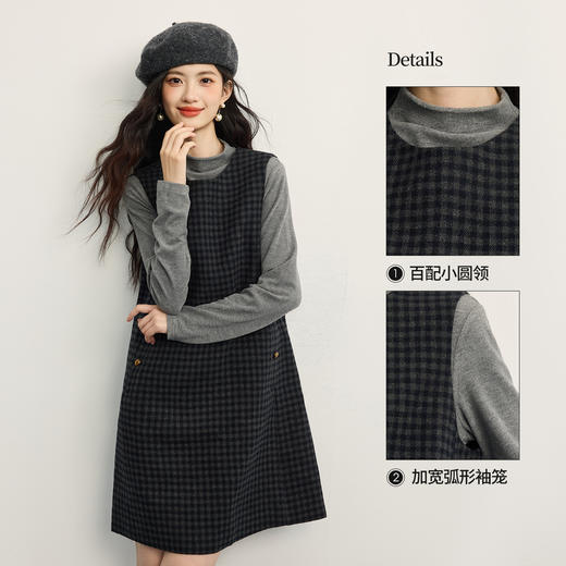 【10/29新品】熙世界千金玛德琳风复古格子背心裙女2025秋冬款无袖羊毛呢连衣裙 商品图1